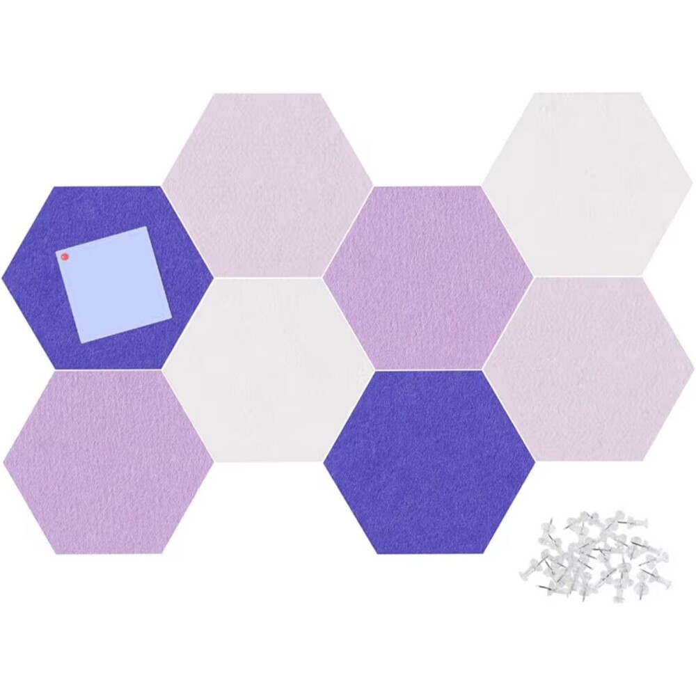 8 Felt Hexagon Bulletin Board Tiles Set NEW